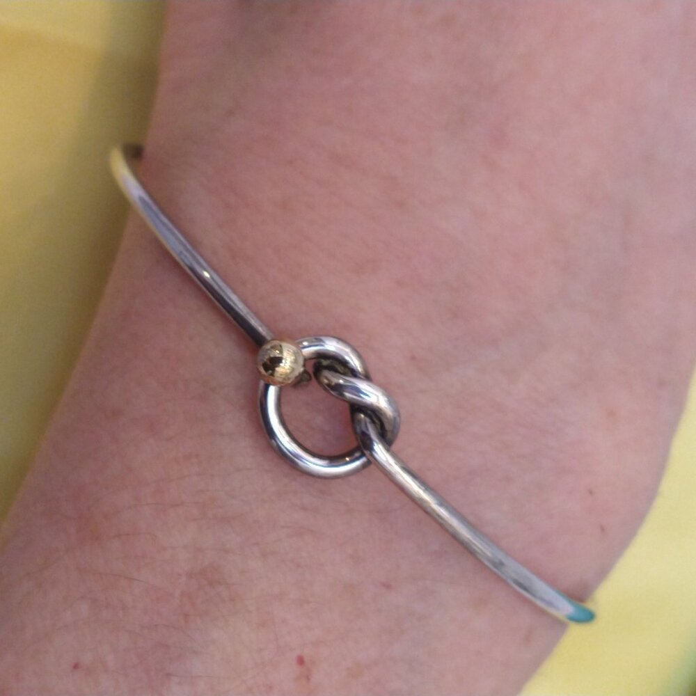 Tiffany & Co. Love Knot Bangle Bracelet 925 750 Silver Gold